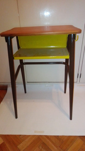 Pupitre Retro Vintage Estruct Metal Tablero Madera Caballito 0