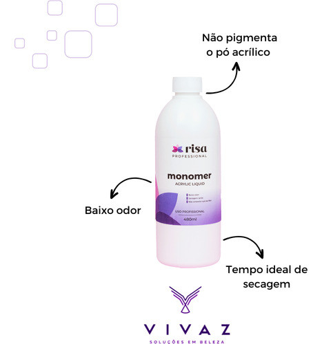 Líquido Acrilico Monomer Profissional Risa 480ml 1
