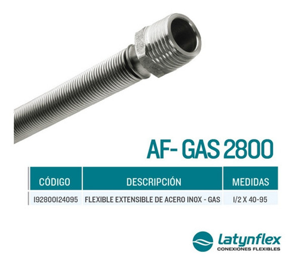 Flexible Para Gas Aprobado Acero Extensible 1/2 De 40 A 95 1