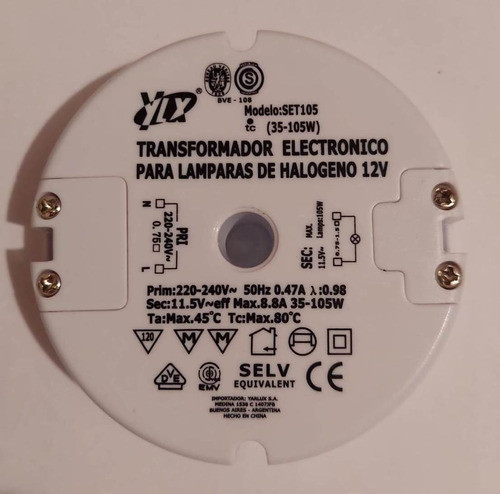 Transformador Electr. Anular Set 105w Yarlux 220v Zona Norte 1