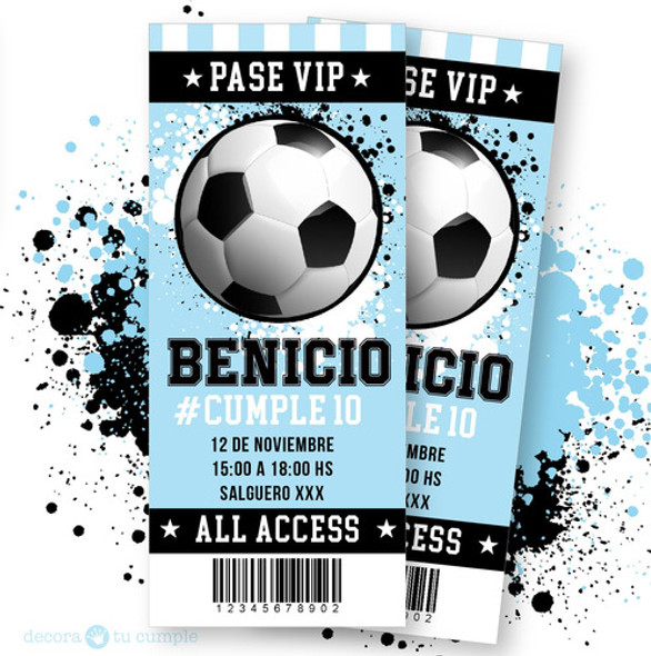 Invitacion Imprimible Digital Futbol Argentina Personalizado 0