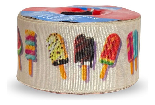 Fita De Gorgurão Estampada 38mm Bela Fita Nº9 - Picolé 1