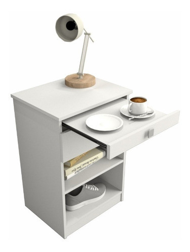 Mesa De Luz Dormitorio Desayunador 6430 Cajon Moderna Blanca 0