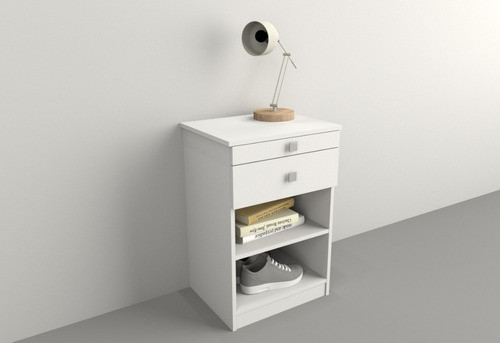 Mesa De Luz Dormitorio Desayunador 6430 Cajon Moderna Blanca 1