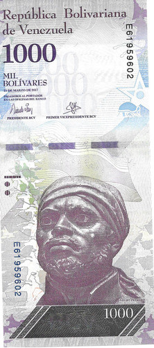 Venezuela Billete 1.000 Bolívares Fs. Año 2017 - P95b - Unc 0