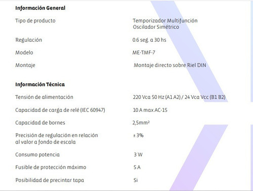 Temporizador Multifuncion Osc Simetrico Me-tmf-7 Montero 1