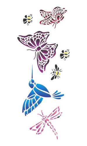 Stencil Opa Borboletas, Pássaros E Abelhas - 10x30cm - 1463 1