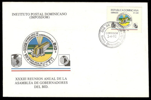 República Dominicana - Sobre Primer Día (2-abr-1992) Spd Fdc 0
