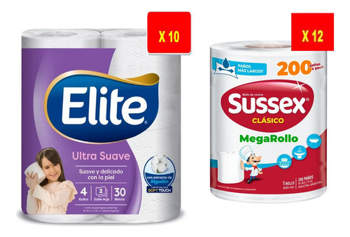 Papel Higiénico Elite Dh + Rollos De Cocina Sussex - Bolson 1