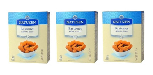 Pack X 3 Galletitas Natuzen Bastones De Coco X 200grs 0
