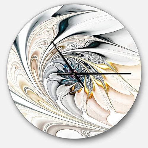 Diseño De Reloj De Pared Con Diseño De Flores, Cristal Blanc 0