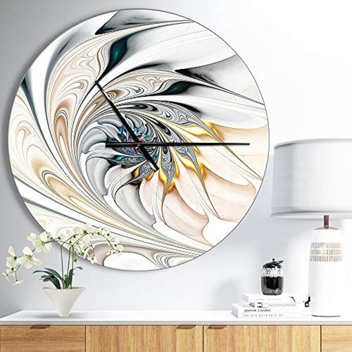 Diseño De Reloj De Pared Con Diseño De Flores, Cristal Blanc 1
