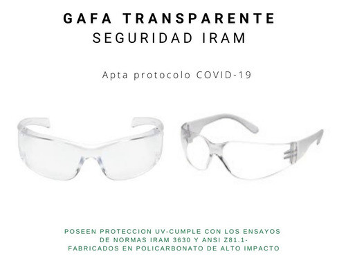 Gafas/anteojos Transparentes Normas Iram 1