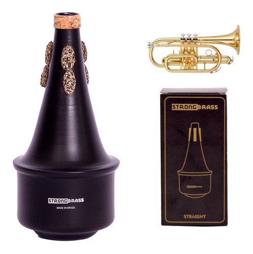Surdina Cornet Efeito Straight Strong Brass Alum Preto Fosco 0