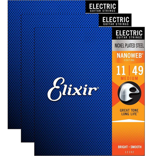 Elixir 12102 Electric Nano Medium 11-49 (paquete De 3) 0