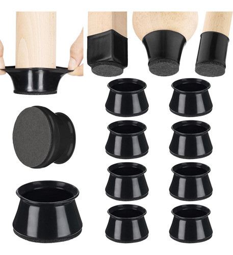 8 Regatones X L Para Patas De Mueble  Silicona Negro 1