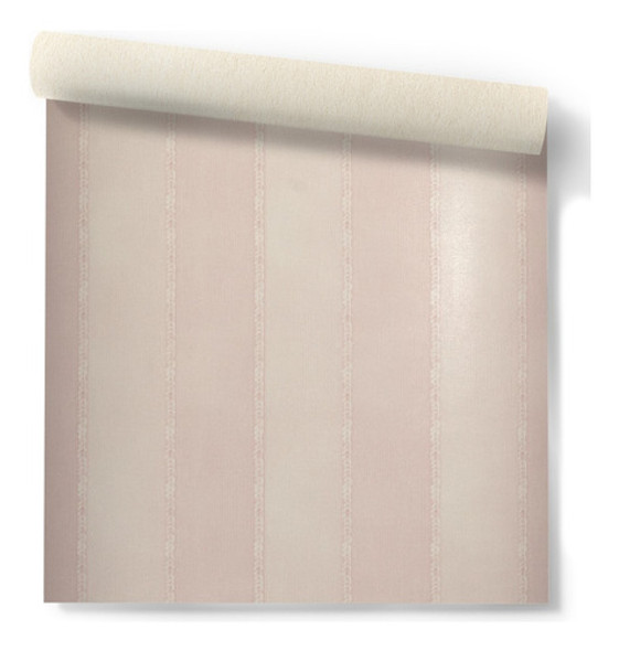 Papel Vinilizado Rayado Rosa Cuentos Muresco 7811/1 Dstock 0