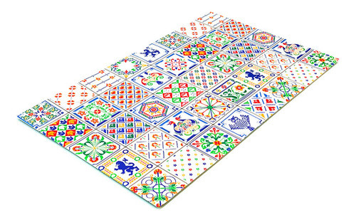Tapete Pvc Antiderrapante Branco C/ Estampa Em Cores 45x75cm 0