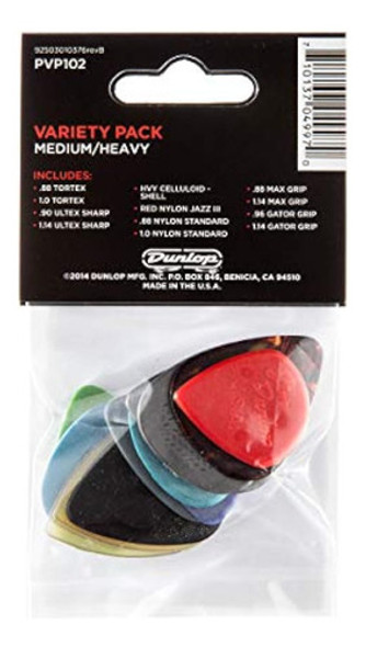 Paquete Variado De Púas Dunlop Pvp102, Surtido, Mediano/pesa 1