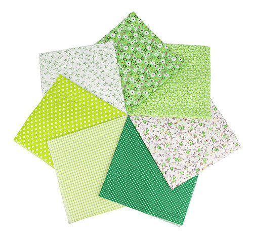 Set 7 Telas Patchwork 100% Algodon 25x25cm X7 Motivos Verdes 0