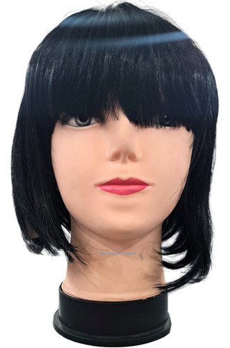 Peluca Negra Corta Carré Hermoso Toque 1