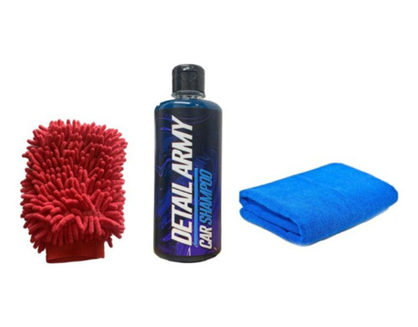 Kit De Lavado Simple Shampoo Detail Army + Manopla + Paño 0