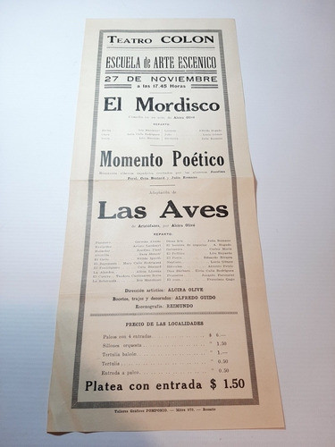 Afiche Original Rosario El Mordisco Teatro Colon Ro 1352 0