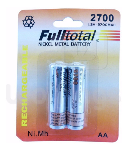 2 Pilas Aa Recargables 2700 Mah Radios Mouse Teclado Flash 0