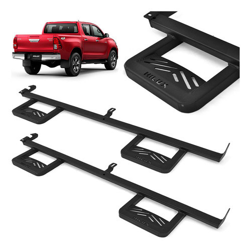 Par Estribo Off Road Axk Hilux Cabine Dupla Preto 2016 2017 0