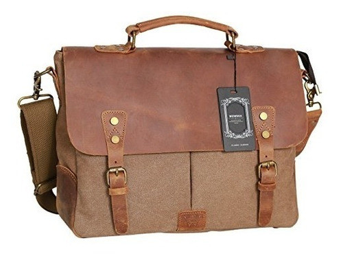Wowbox Bolsa De Mensajero Satchel Vintage Cuero De Lona 13 0