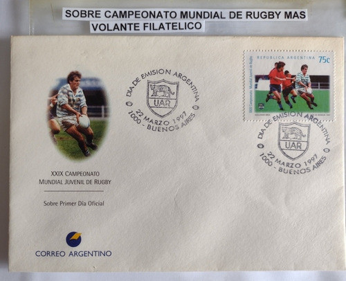 Sobre Y Volante Filatélico Campeonato Mundial De Rugby Uar 1