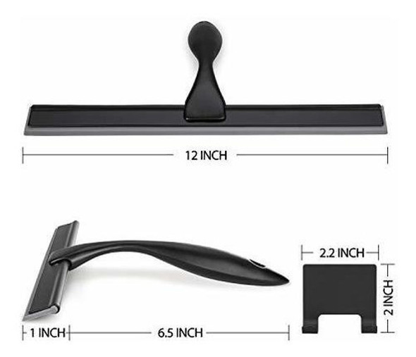 Accesorio Baño Limpia Mampara Vidrio Acero Inox. Negro 30cm 1