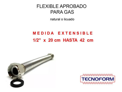 Flexible Aprobado Para Gas De 1/2 Extensible 20 Cm A 42 Cm 1