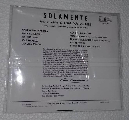 Léda Valladares - Solamente - Cd Bajado De Lp Vinilo / Kktus 1