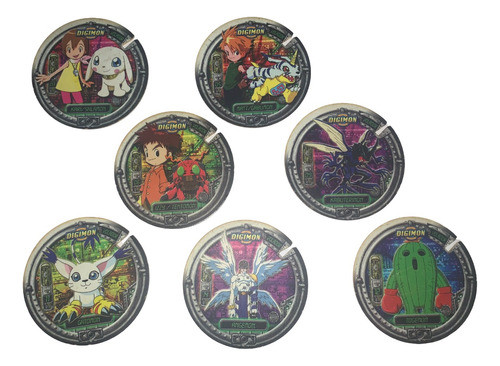 Lote 7 Super Mega Tazos Digimon Años 2000 0
