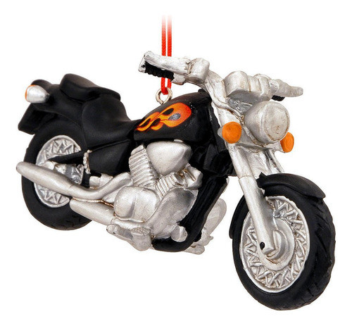 Midwest Cbk Negro Motocicleta Con Llamas Resina Colgante Orn 0