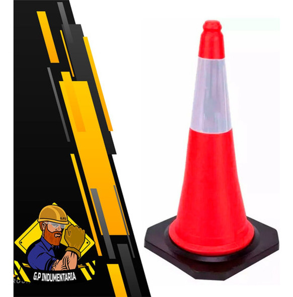 Cono Base De Goma Reflectivo Señalización 75 Cm Vial Rojo 1