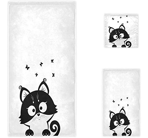 Naanle Cute Black White Three Cats Kittens Butterlfy Soft Lu 1
