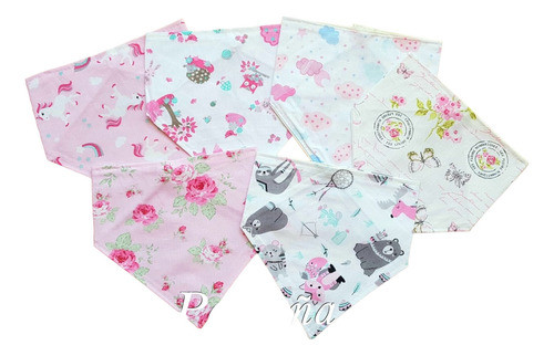 Pack X6 - Babero Bandana Piqué Y Plástico Con Broche 0