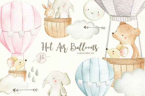 Kit Imagenes Png Cliparts Animales Globo Acuarela Fb03 0