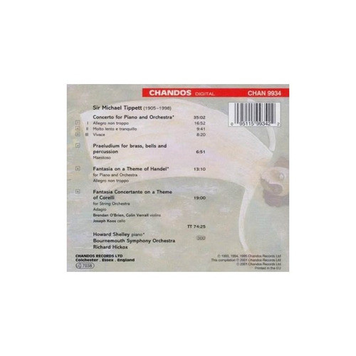 Tippett/shelley/hickox/bournemouth Sym Orch Piano Concerto C 1