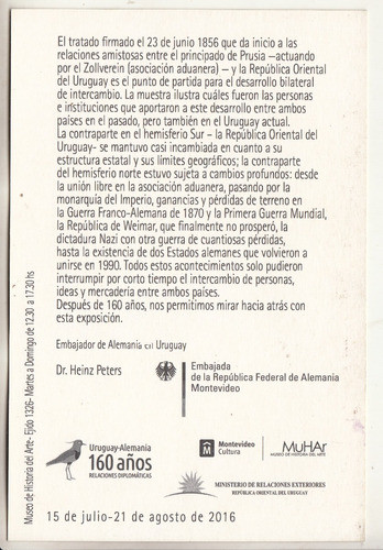 2016 Tarjeta Imagen De Liebig Relaciones Uruguay Alemania 1