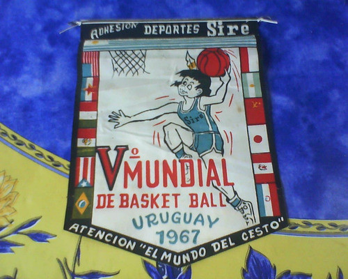 Banderin V*mundial Basketbol Uruguay 1967  Deportes Sire 0