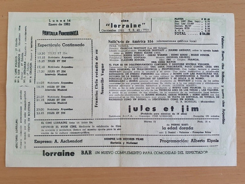 Programa Cine Lorraine  - Jules Et Jim Año 1963 1