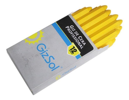 Giz Amarelo Sextavado - Cx Com 12 Pecas 110x12mm - Giz Sol 0