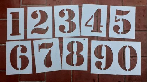 Juego Stencil Plantilla Numeros 8 Cms Stencil 0