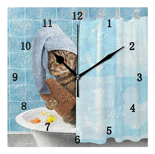 Reloj De Pared Para Gatos Zzkko, Silencioso, Funciona Con P. 0