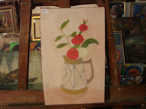 Jose Luis Menghi Jarra Con Rosas / Tempera/ 39 X 24 # 775 0