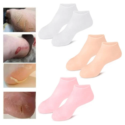 Meia De Silicone Anti Rachadura Hidratação Dos Pés Saúde 0