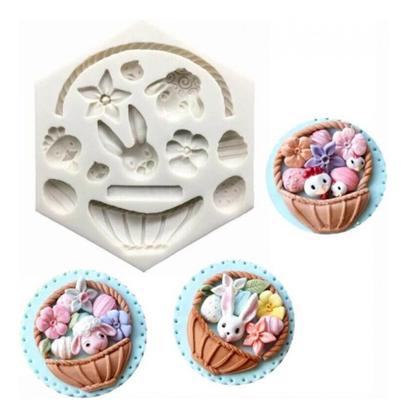 Molde De Silicone Cesta Ovos De Páscoa Com Coelhos 0 Molde De Silicone Cesta Ovos De Páscoa Com Coelhos 0